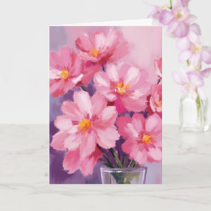 Blühende rosa Blütenblätter Blumenmalerei Karte