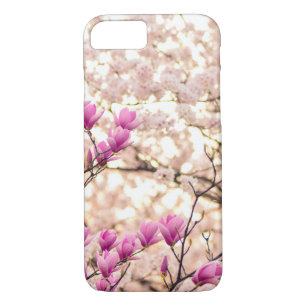 Blühende rosa Lila Magnolias-Frühlingsszene Blume Case-Mate iPhone Hülle