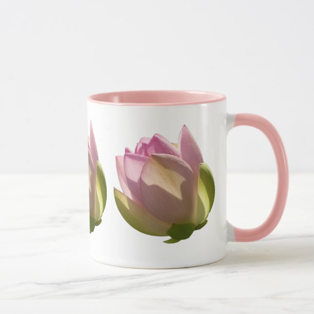 Blühende Rosa Lotus Blume Sommer Tasse (Rechts)
