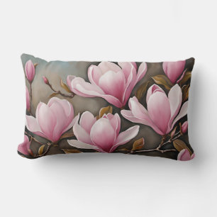 Blühende rosa Magnolia-Blume Lendenkissen