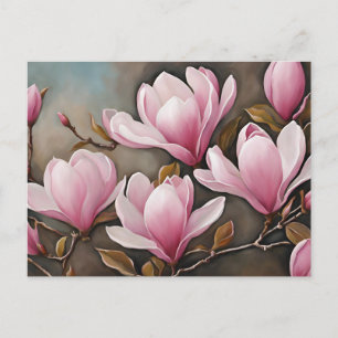 Blühende rosa Magnolia-Blume Postkarte