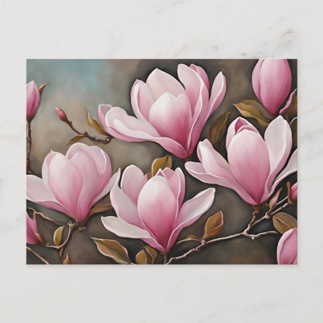 Blühende rosa Magnolia-Blume Postkarte (Vorderseite)