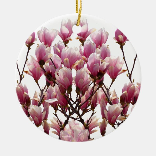 Blühende rosa Magnolias-Frühlingsstimmung in der B Keramik Ornament (Vorne)