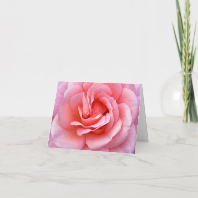 Blühende rosa Rose Notecard Karte (Vorderseite)