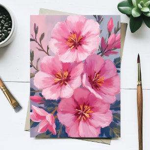 Blühende rosa Wasserfarben Blumen blassrosa gemalt Postkarte