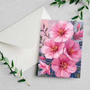 Blühende rosa Wasserfarben-Blumen-Karte mit rosa g