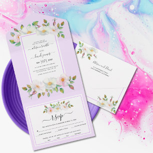 Blühende Rose-Hochzeit All In One Einladung