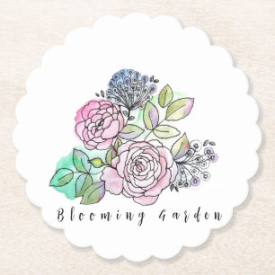 Blühende Rose in Aquarellfärben T - Shirt Baby B Untersetzer