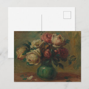Blühende Rose in einer Vase von Pierre Renoir Clas Postkarte