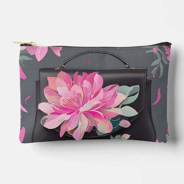 Blühende Rose KI-Kunst Zubehörtasche (Vorderseite)