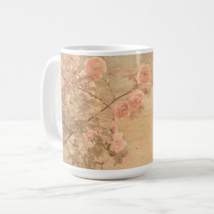 Blühende Rose Zweig Rosa Gold Vintag Kaffeetasse