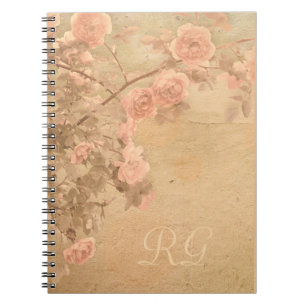 Blühende Rose Zweig Rosa Gold Vintag Notizblock