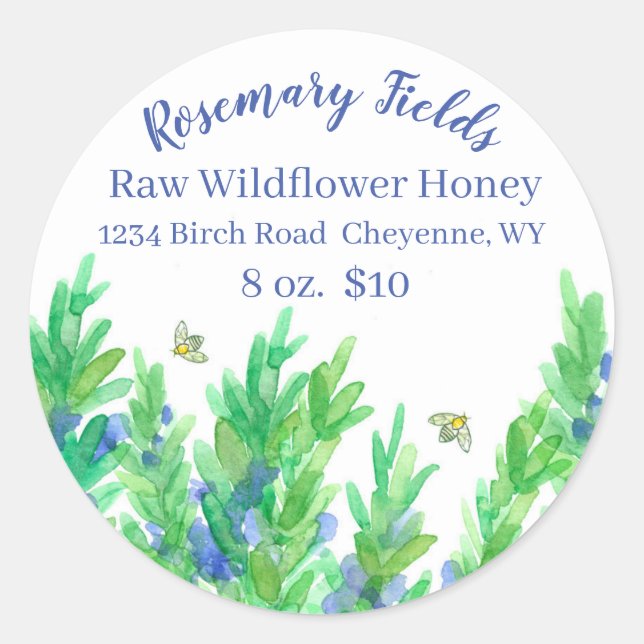 Blühende Rosemary Kräuterrüben Honig für den Verka Runder Aufkleber (Vorderseite)