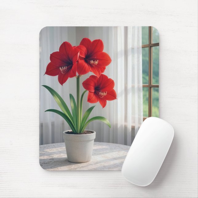 Blühende rote Amaryllis  Mousepad (Mit Mouse)