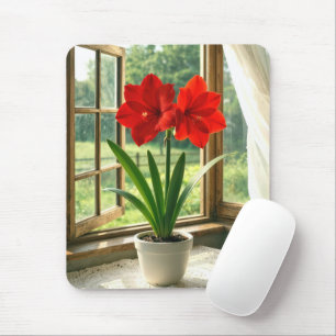 Blühende rote Amaryllis Mousepad
