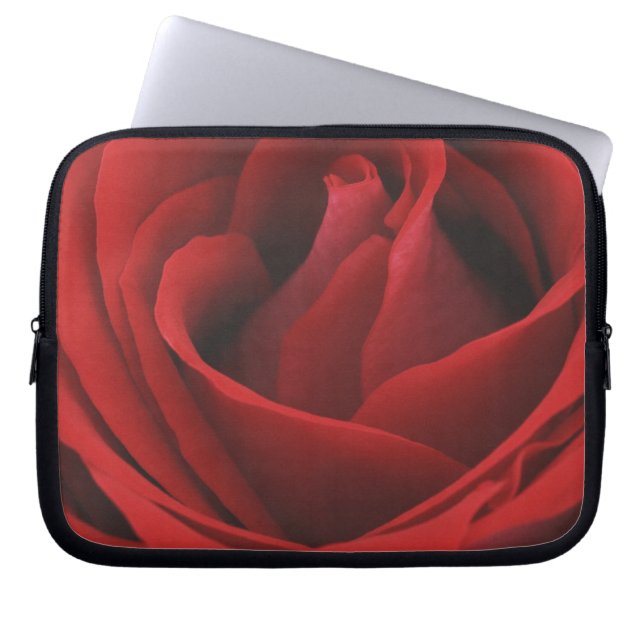 Blühende Rote Rose Laptopschutzhülle (Vorderseite)