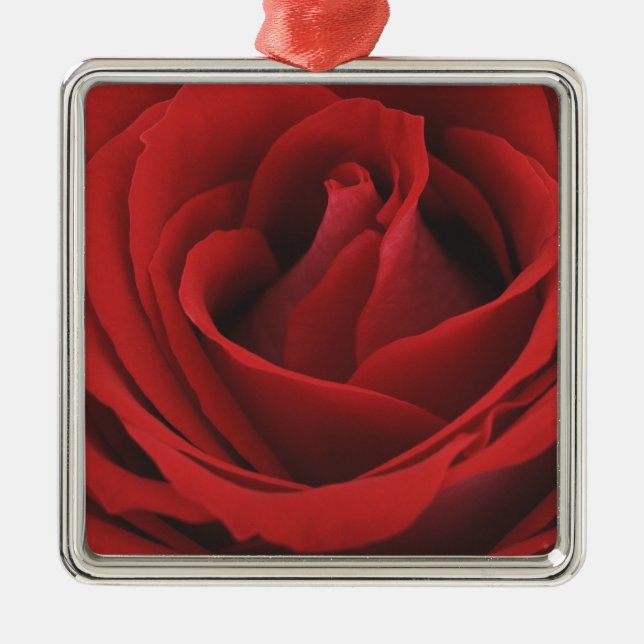Blühende Rote Rose Ornament Aus Metall (Vorne)