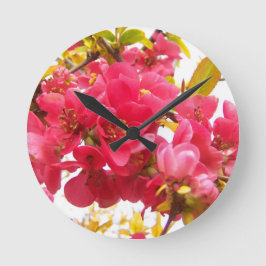 Blühende Ruhe in Japan Rosa Frühlingsblumen Shrub Runde Wanduhr