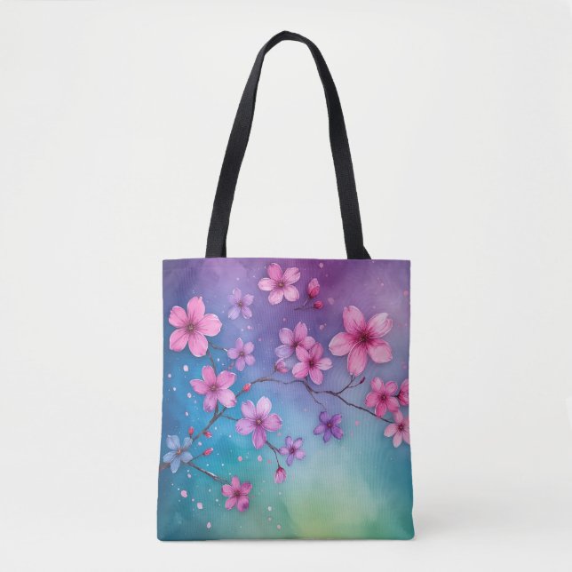 Blühende Sakura-Regenbogen-Tasche (Vorderseite)