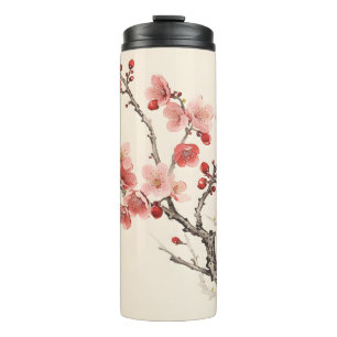 Blühende Sakura Traditionelle Malerei Thermosbecher
