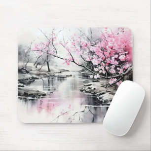 Blühende Sakura über die Tinte Mousepad