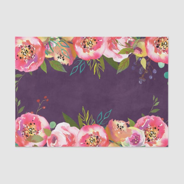 Blühende schick-farbenbearbeitbare Hochzeit Seidenpapier (Vorderseite)