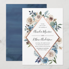 Blühende Schönheit Blumenrahmen Einladung Hochzeit