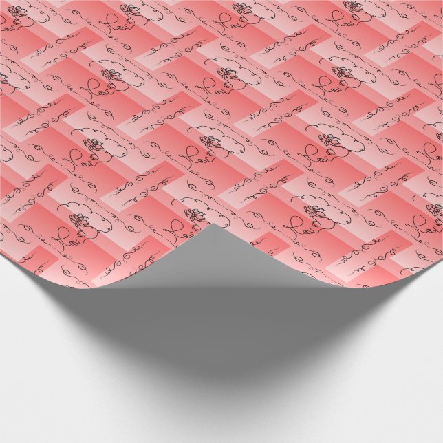 Blühende Schönheit: Coral Line Kunstgeschenk Rolle Geschenkpapier (Ecke)