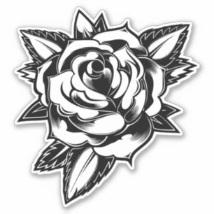 Blühende Selbstdarstellung: Rose Tattoo Aufkleber