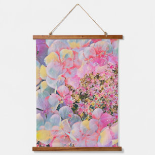 Blühende Sommer-Hydrangea-Blume Wandteppich Mit Holzrahmen
