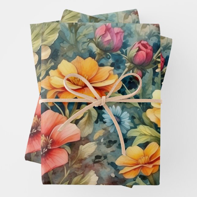 Blühende Sommergarten-Blume Geschenkpapier Set (Beispiel)