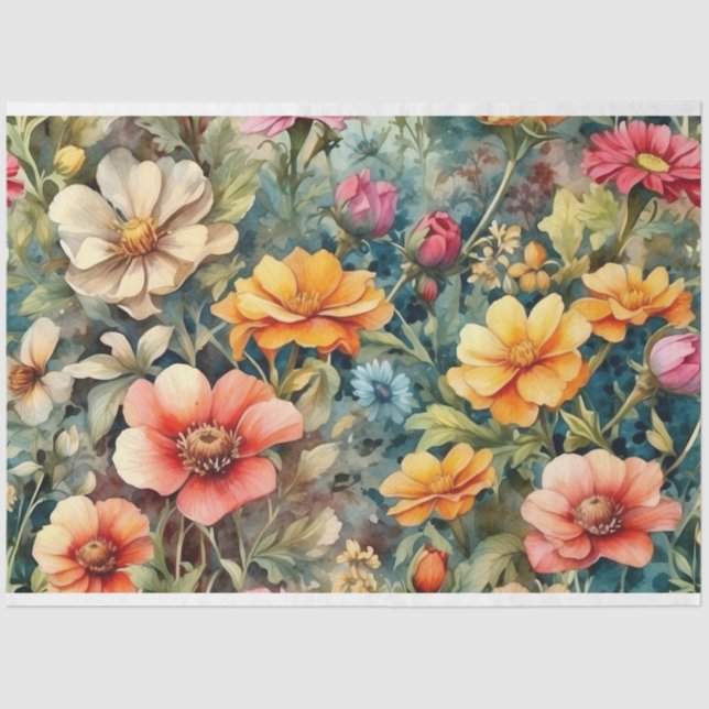 Blühende Sommergarten-Blume Seidenpapier (Vorderseite)