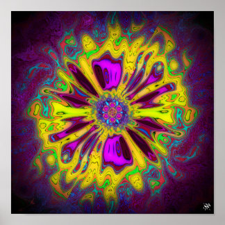 Blühende Stern-Blume v2 Muster pareidolia Poster