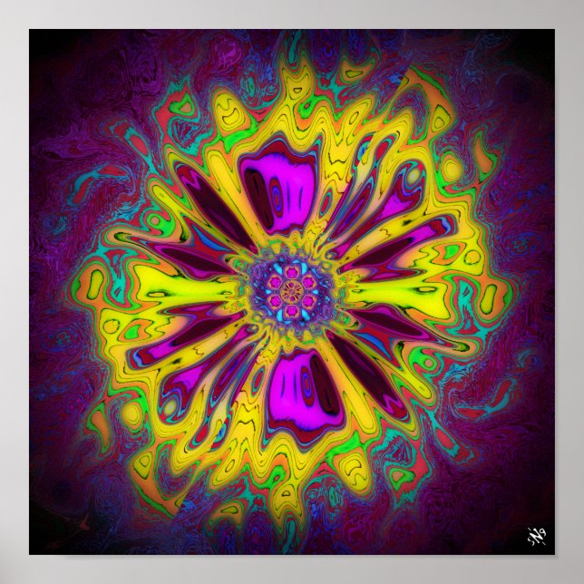 Blühende Stern-Blume v2 Muster pareidolia Poster (Vorne)