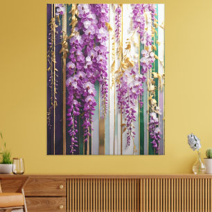 Blühende Tapete Violet Gold Wisteria Leinwanddruck