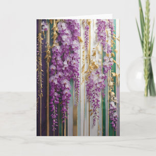 Blühende Tapete Violett Gold Wisteria Karte