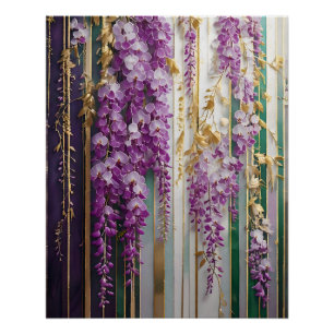 Blühende Tapete Violett Gold Wisteria Poster