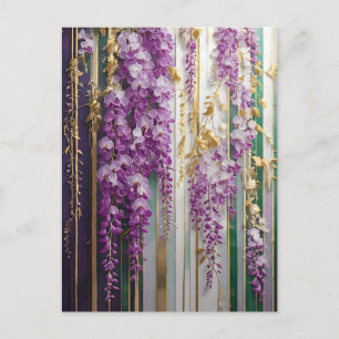 Blühende Tapete Violett Gold Wisteria Postkarte