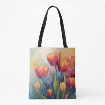 Blühende Tulips Aquarellfarben-Tasche