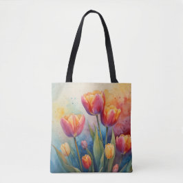 Blühende Tulips Aquarellfarben-Tasche