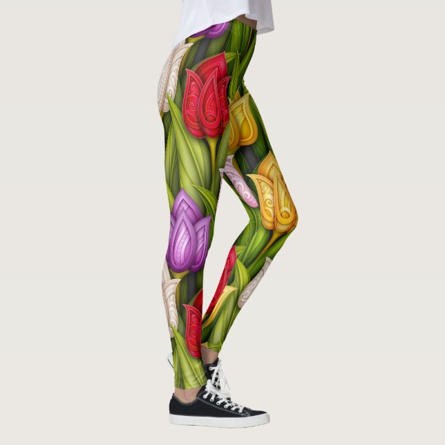 Blühende Tulips Pop Mode Leggings 3 (Rechts)