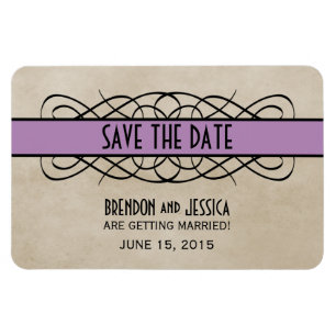 Blühende Umrandung Save-the-Date-Magnet, Violett Magnet