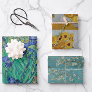 Blühende Van Gogh Schwertlilien Sonnenblumen Mande Geschenkpapier Set