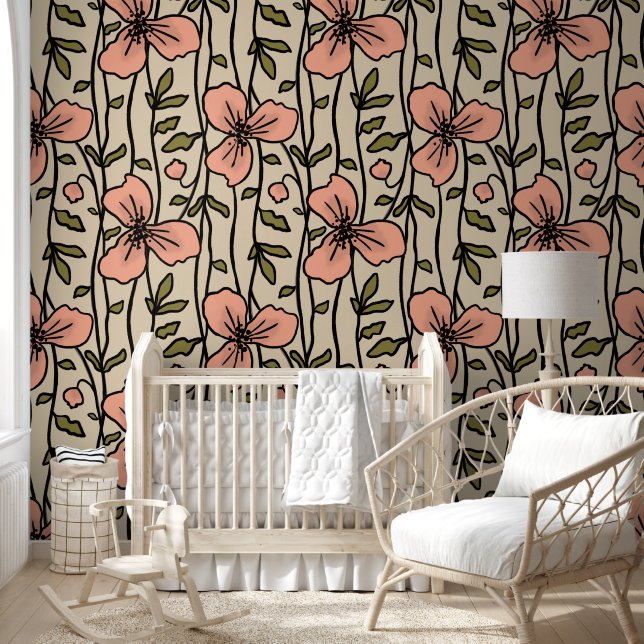 Blühende vertikale Gartenfreude Kinderrosa Blume Tapete (Kinder)