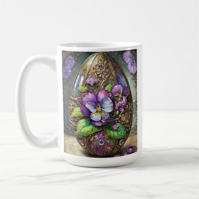 Blühende Vögel Foot Violets Wildblumen Ostereier Kaffeetasse (Links)