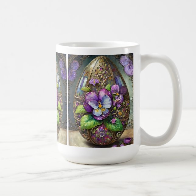 Blühende Vögel Foot Violets Wildblumen Ostereier Kaffeetasse (Rechts)