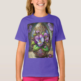 Blühende Vögel Foot Violets Wildblumen Ostereier T-Shirt
