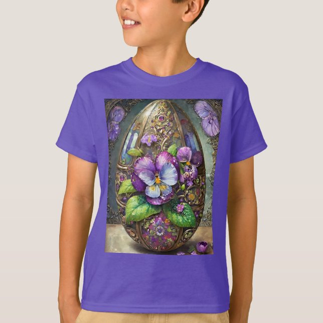 Blühende Vögel Foot Violets Wildblumen Ostereier T-Shirt (Vorderseite)