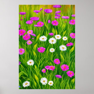 Blühende Wiese im Sommer, Molkereien Poster