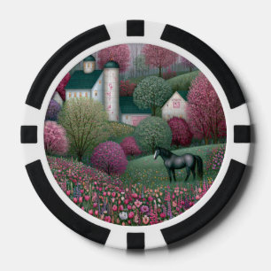 Blühende Wiesen-Hügelpferdefarm Pokerchips
